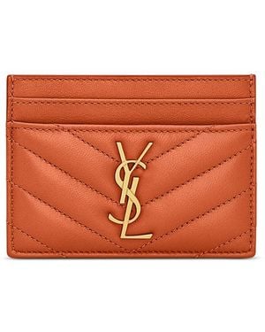 Saint Laurent Cassandre Matelasse Card Case - Orange