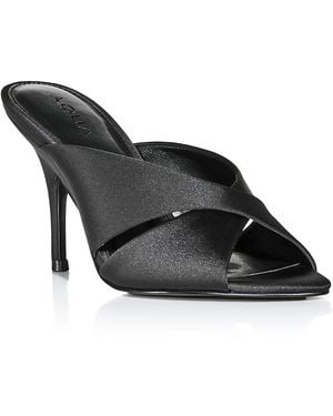 Aqua Penny Satin Stiletto Sandals - Black