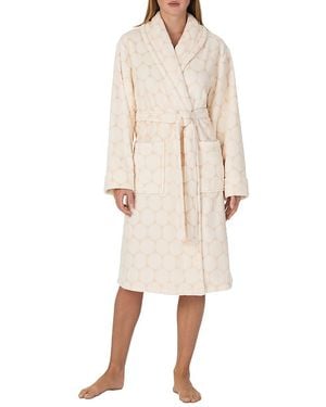 Kate Spade Two Tone Burn Out Plush Wrap Robe - Natural