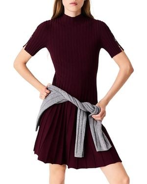 Maje Raffina Knit Skater Dress - Purple