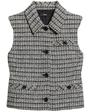 Theory Striped Tweed Vest - Gray