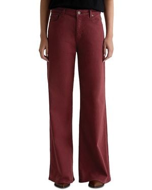 AG Jeans Saige Mid Rise Wide Leg Jeans - Red
