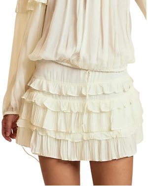 Cynthia Rowley Ruffle Pleated Micro Skirt - Natural