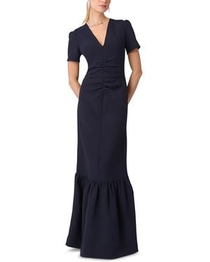 Shoshanna Tracey Crepe V Neck Mermaid Dress - Blue