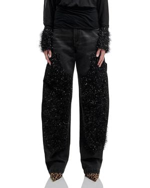 DARKPARK Audry Double Knee Lurex Barrel Leg Carpenter Jeans - Black
