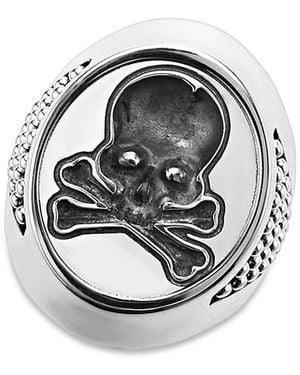 Lagos Sterling Anthem Skull Signet Ring - Gray