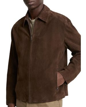 Vince Minimal Moto Suede Zip Jacket - Brown