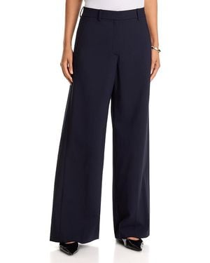 Theory Wool Stretch Back Pleat Classic Pants - Blue