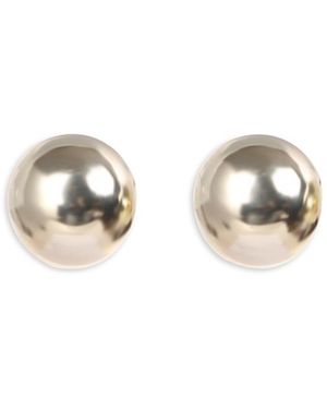 Aqua Button Stud Earrings - White