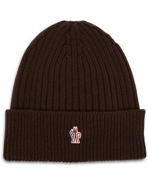 Moncler Wool Ribbed Beanie - Brown