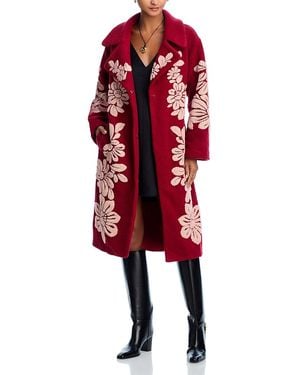FARM Rio Bold Flowers Fleece Coat - Red