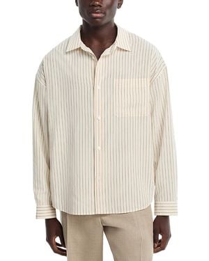 FRAME Striped Regular Fit Wool Shirt - White