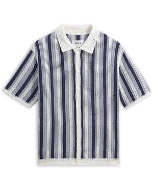 Wax London Porto Crochet Short Sleeve Shirt - Blue