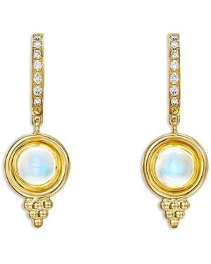 Temple St. Clair 18K Classic Moonstone & Diamond Drop Earrings - Metallic