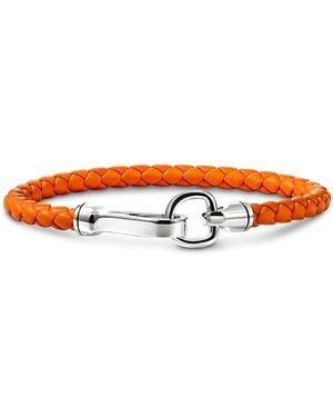 John Hardy Sterling Leather Woven Hook Clasp Bracelet - Orange