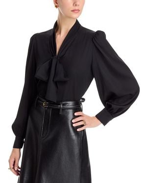 Kobi Halperin Selena Tie Neck Silk-Blend Blouse - Black