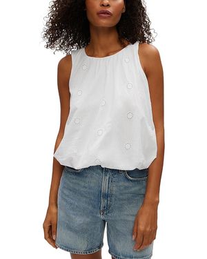 Michael Stars Hazel Eyelet Bubble Top - White