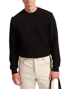 Ted Baker Elates Herringbone Textured Cotton Crewneck Sweatshirt - Black