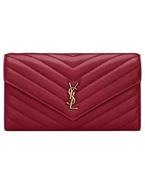 Saint Laurent Cassandre Large Flap Wallet - Red