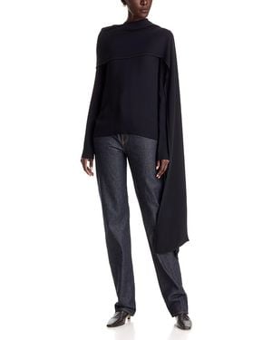 TOTEME Draped Scarf Asymmetric Hem Top - Blue