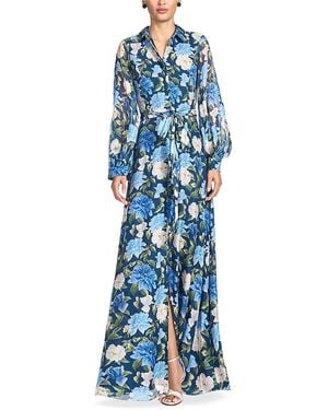 Sachin & Babi Priscilla Printed Tie Waist Gown - Blue