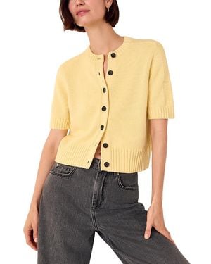 Whistles Short Sleeve Cardigan - Yellow