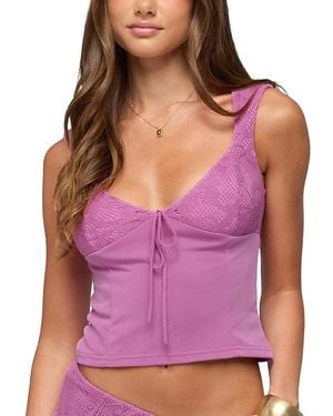 Edikted Vessa Lacey Tie Front Top - Purple