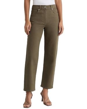 Reiss Petites Selin Mid Rise Straight Jeans - Green