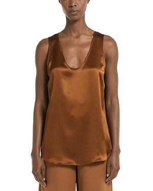 Max Mara Pure Filly Silk Sleeveless Top - Brown