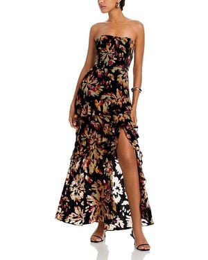 MILLY Raelynn Confetti Burnout Velvet Ruffle Dress - Brown