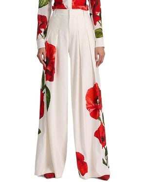Alice + Olivia Blaire Pleated Linen Pant - Red