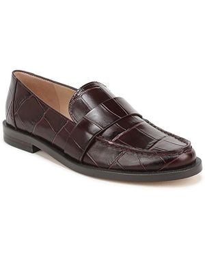 FAVORITE DAUGHTER Lola Croc Embossed Leather Loafers - Brown