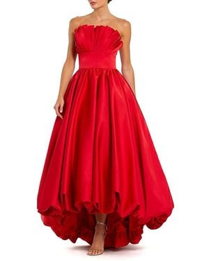 Mac Duggal Strapless Bubble Hem High Low Ball Gown - Red