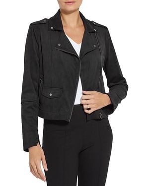 Lyssé Amelia Moto Faux Suede Jacket - Black