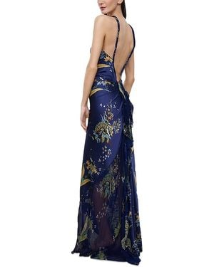 STAUD Charlie Stretch Silk Low Back Dress - Blue
