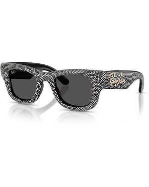 Ray-Ban A$Ap Wayfarer Puffer Crystal Pave Edition Square Sunglasses, 47Mm - Gray