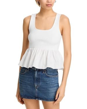 Aqua Peplum Poplin Tank - Blue