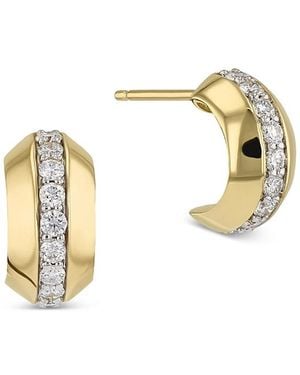 Phillips House 14K Affair Diamond Knife Edge Micro Hoop Earrings - Metallic