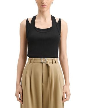 Derek Lam Pima Cotton Ribbed Scoop Neck Tank - Black