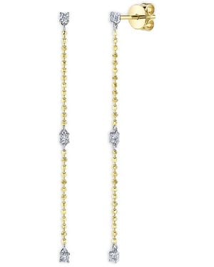 Moon & Meadow 14K & Diamond Linear Drop Earrings, 0.16 Tcw - White