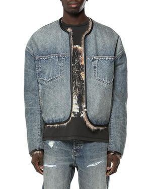 Purple Brand Faux Fur Cotton Denim Jacket - Gray