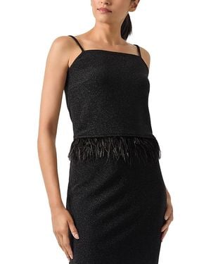 Misook Feather Trim Top - Black