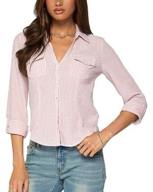 Edikted Phobe Striped Button Up Top - Red