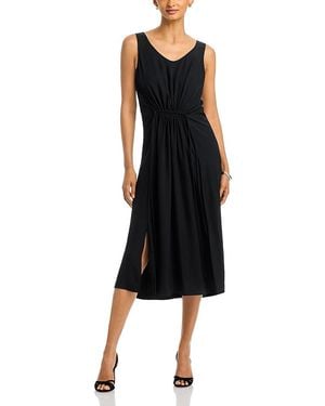Theory Washed Twill Drawstring Tank Midi Dress - Black