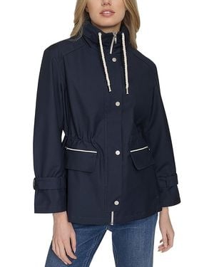 Cole Haan Oversized Pinstripe Rain Jacket - Blue