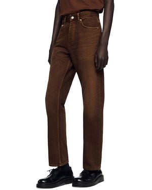 Sandro Regular Fit Faded Cotton Jeans - Brown