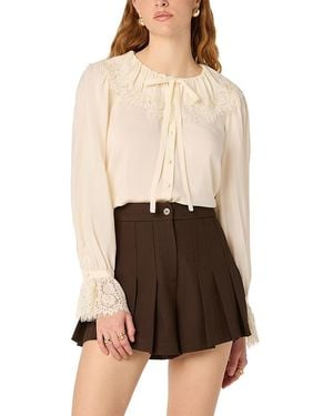 Astr Emberly Lace Trim Blouse - Natural