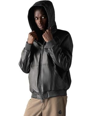 Moose Knuckles Neo Leather Hooded Jacket - Black