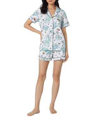 Bedhead Short Sleeve Classic Shorty Stretch Jersey Pajama Set - Blue