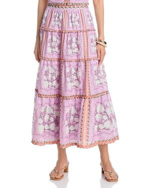 Aqua X Agua Bendita Tiered Maxi Skirt - Pink